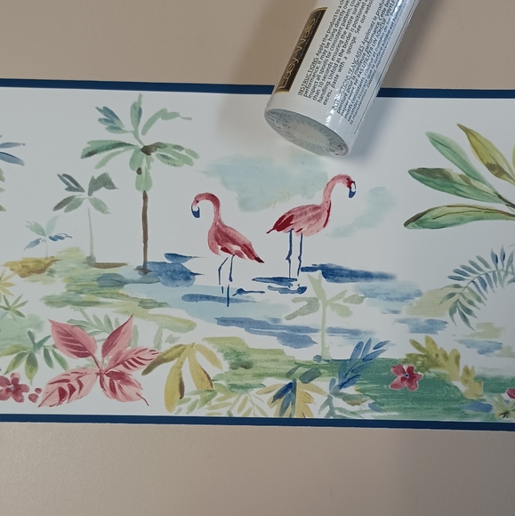 Wallpaper Border Flamingo Lagoon Teal Watercolor - Picture 4 of 7
